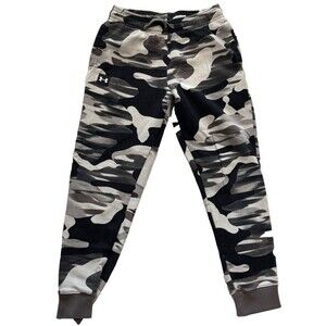 Under Armour Youth Boys Joggers M Gray Black Camo Sweatpants Loose Fit